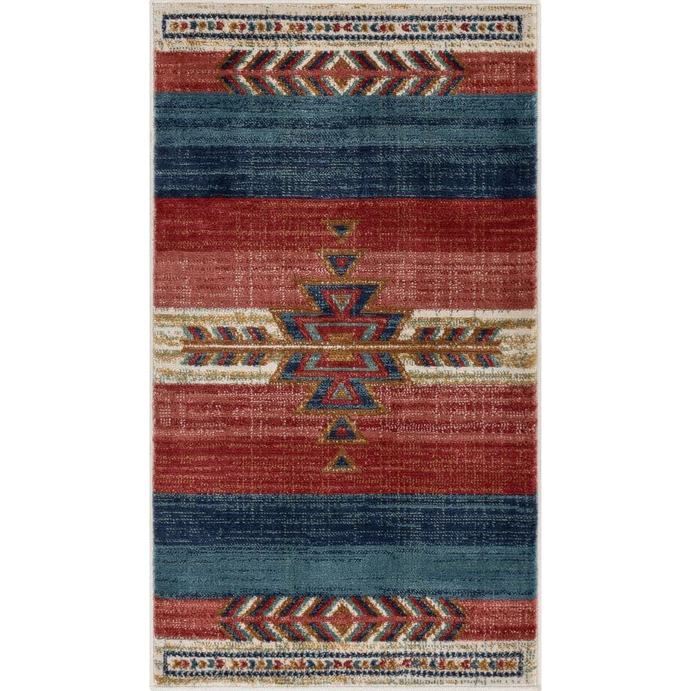 Union Rustic Crimson Southwestern Medallion Tribal Pattern Area Rug