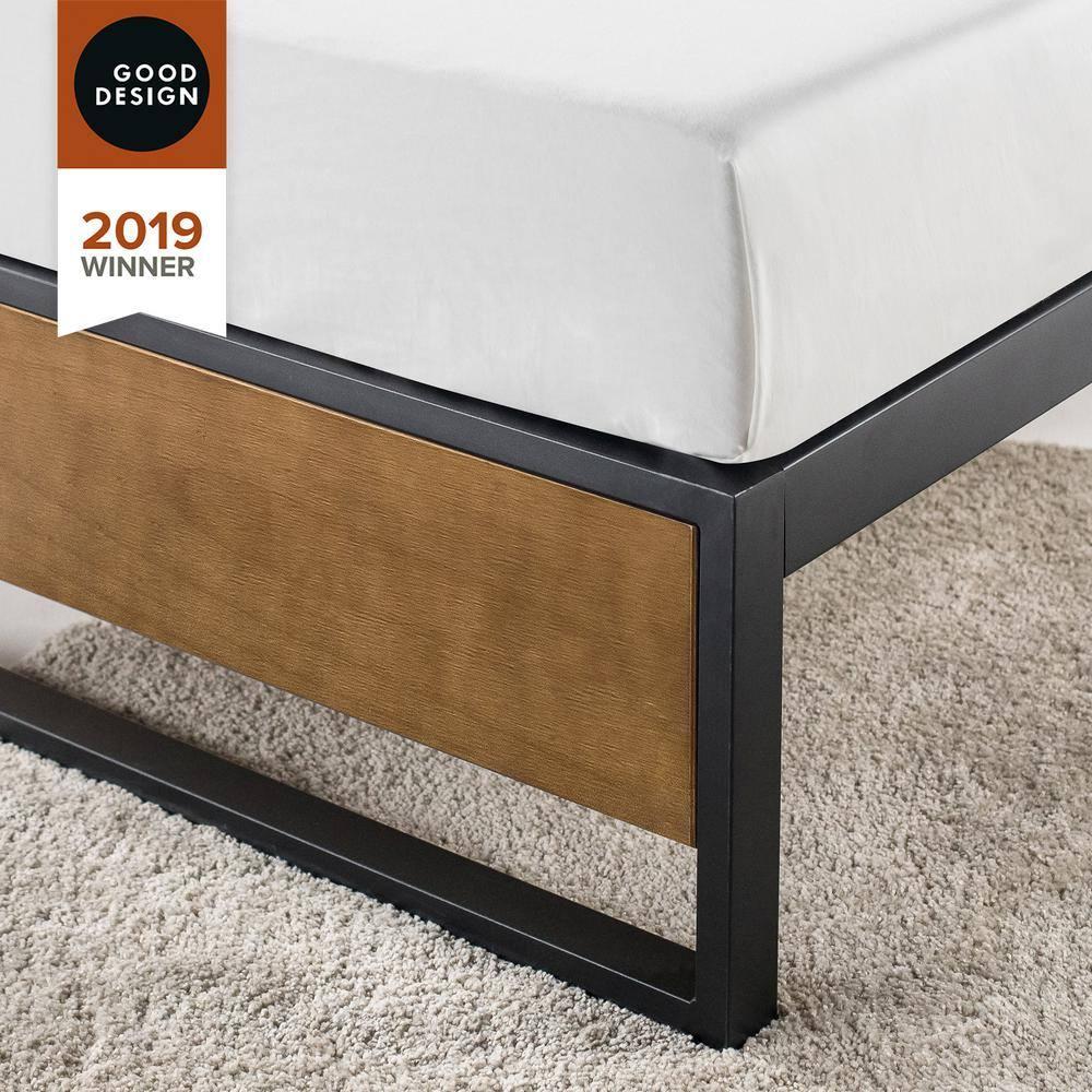 Zinus Good Design Winner Suzanne 14" Metal and Bamboo Platform Bed, King