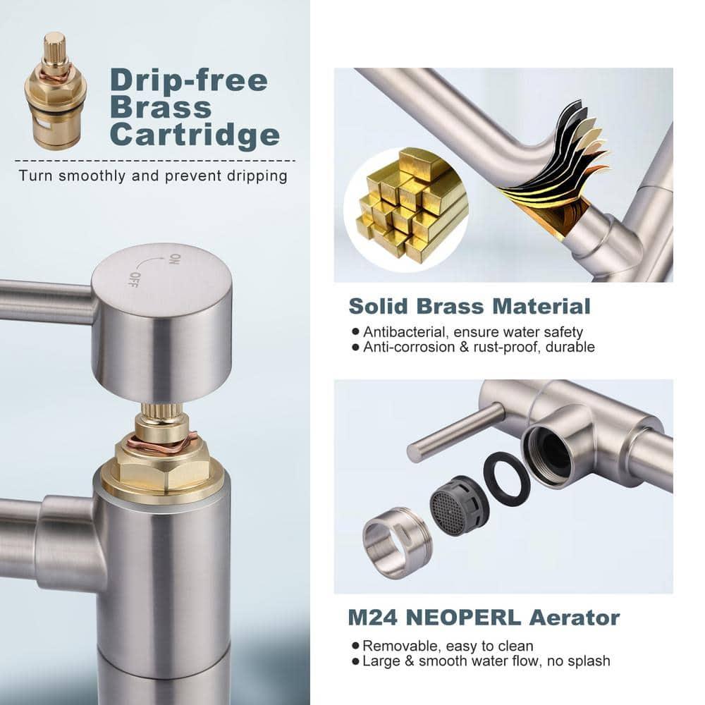 Wowow Pot Filler Faucet Deck Mount Stove Faucet, Solid Brass Pot Filler Brushed Nickel Kitchen Folding Faucet