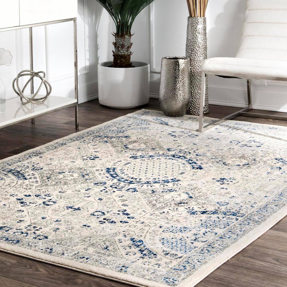 Nuloom Minta Medallion 10x14 Indoor Area Rug for Living Room Bedroom Dining Room Kitchen, Blue/Off White