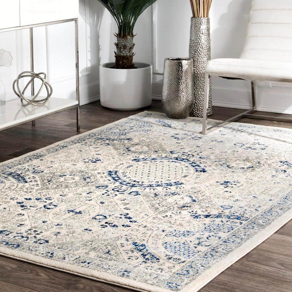 Nuloom Minta Medallion 8x10 Indoor Area Rug for Living Room Bedroom Dining Room Kitchen, Blue/Off White