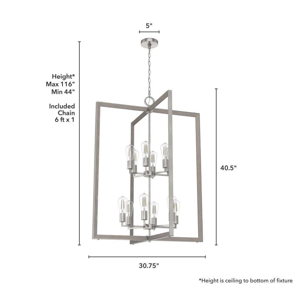 Woodburn 12 Light 30.5 Inch Foyer Pendant Ceiling Light Fixture