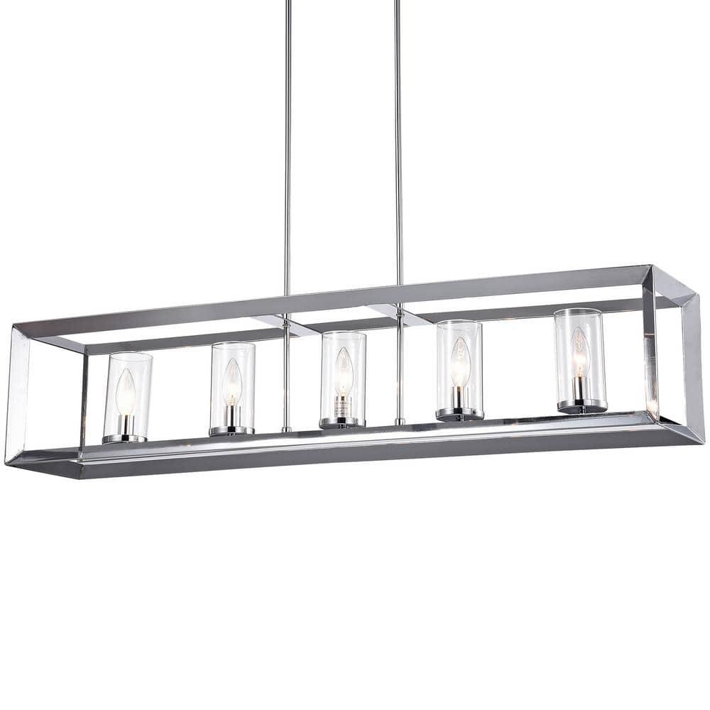 Warehouse of Tiffany Ciel 41-inch Chrome Finish 5-Light Chandelier
