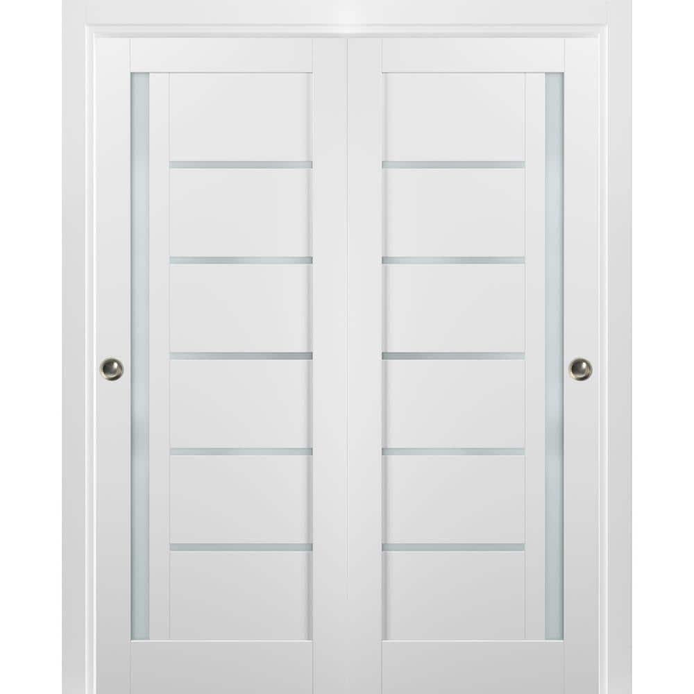 SARTODOORS Quadro Frosted Glass Sliding Closet White Doors