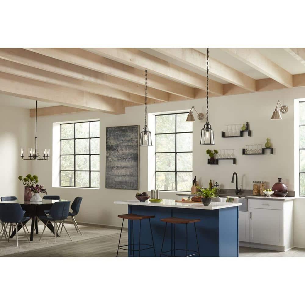Progress Lighting Hinton 1-Light Swing Arm Wall Bracket, Brushed Nickel, Metal Shade