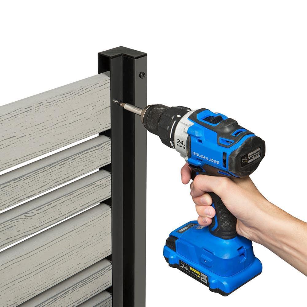 44in H x 46in W x 9.5in L (1 Screen w/ Planter) Freestanding Enclo Florence Ash Color Privacy Fence Screen with Planter Box, Outdoor Vinyl Privacy Screen Panel for Patio & Air Conditioner, EC18007