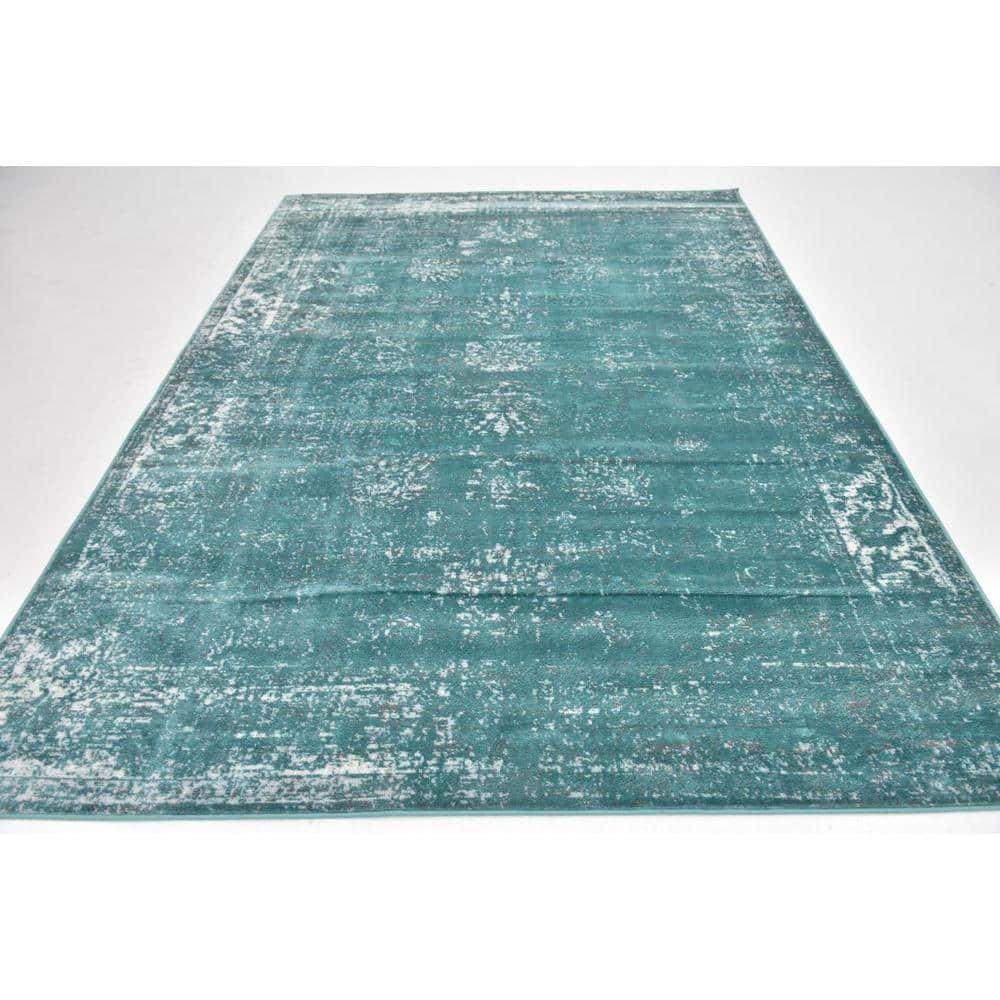 Unique Loom Sofia Collection Area Rug - Casino (7' 1" x 10' Rectangle Turquoise/Ivory)