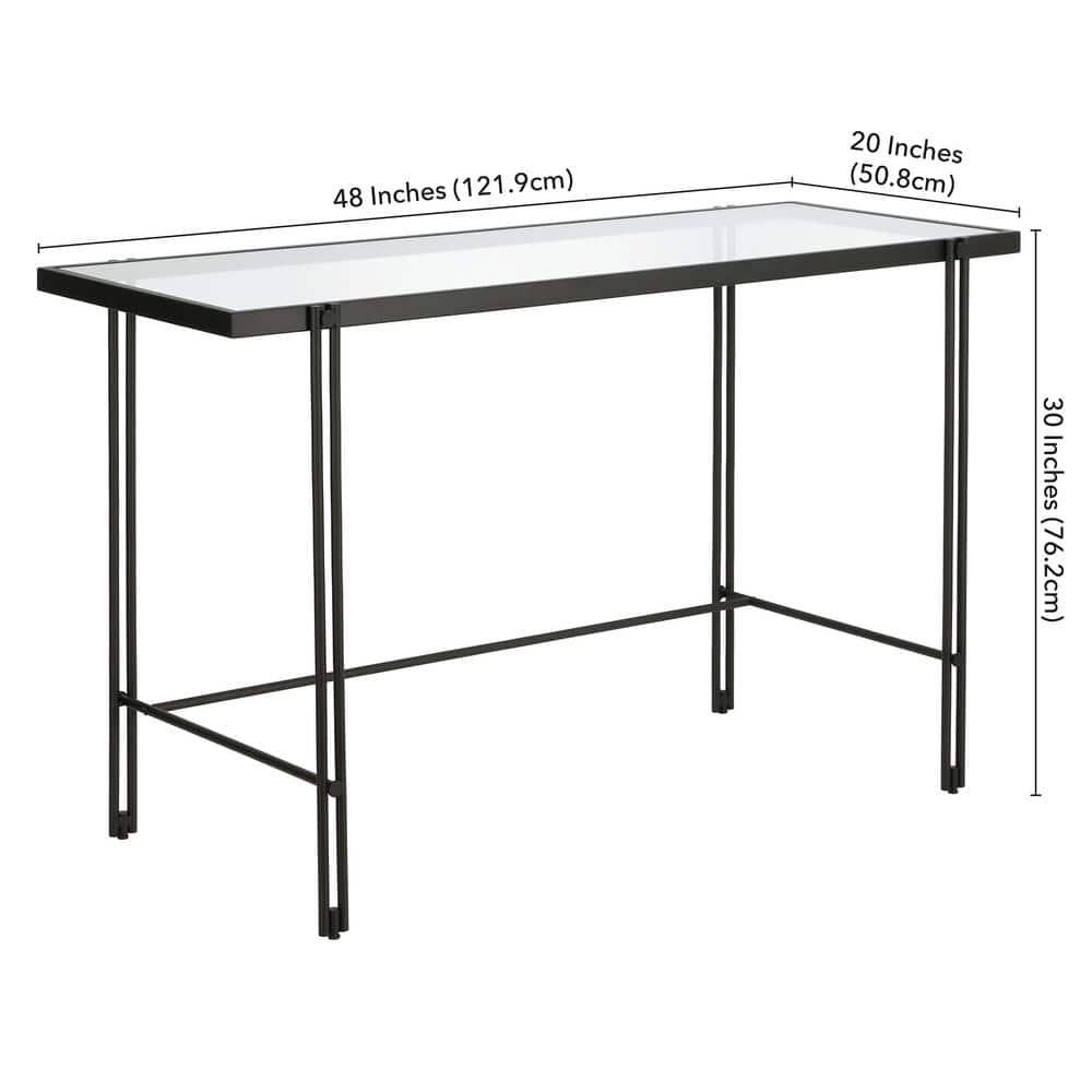 Evelyn&Zoe Contemporary 48 in. Blackened Bronze Metal Desk with Glass Top