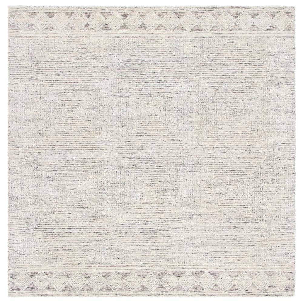 Abstract ABT349 Hand Tufted Area Rug - Ivory/Grey - 6' X 6' Square - Safavieh.