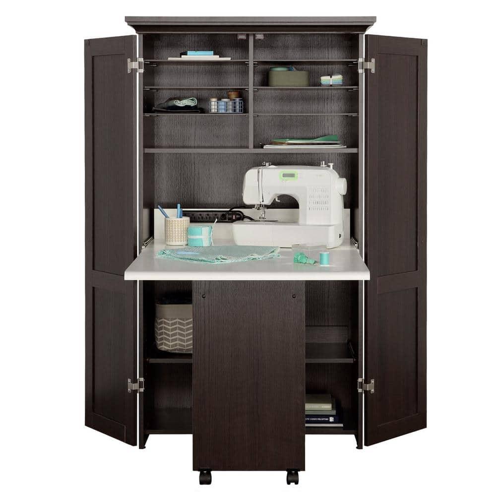 Dakota Oak and Soft White Craft and Sewing Armoire