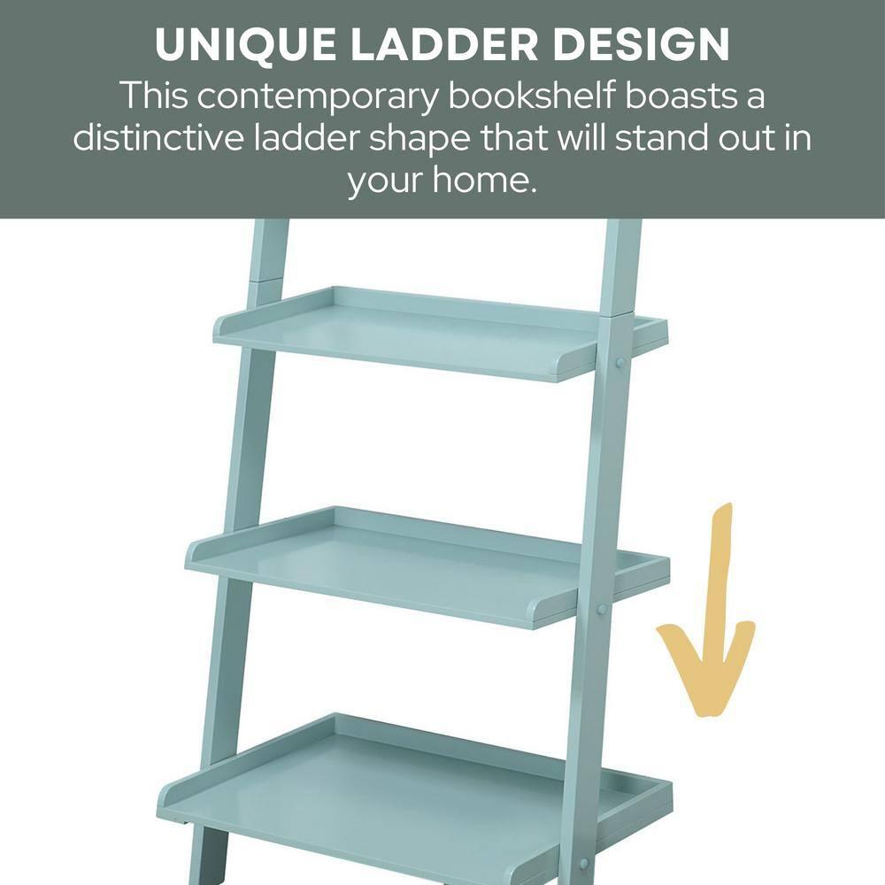 Convenience Concepts American Heritage 5-Shelf Ladder Bookcase, Sea Foam