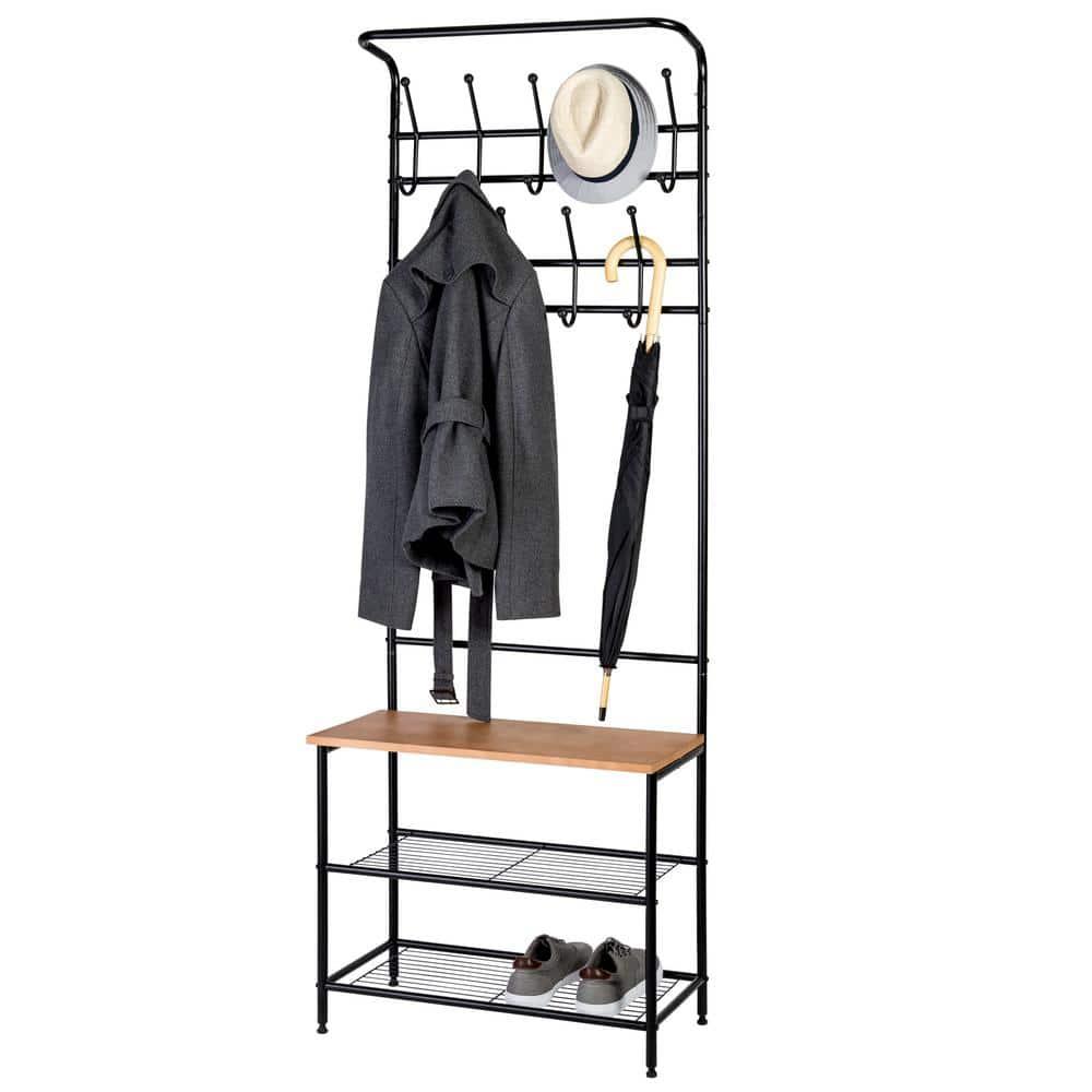 Honey-Can-Do Entryway Storage Valet, 25.75" L x 12.25" W x 70.25" H, Black