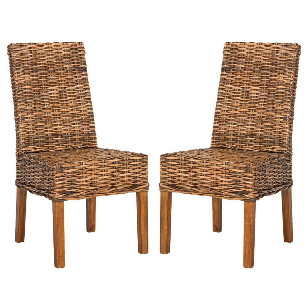 Sanibel 18"H Rattan Side Chair (Set of 2) - Brown - Safavieh