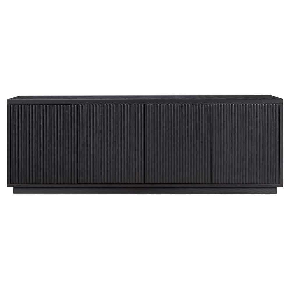 Evelyn&Zoe Hanson Rectangular TV Stand for TV's up to 75", Black Grain