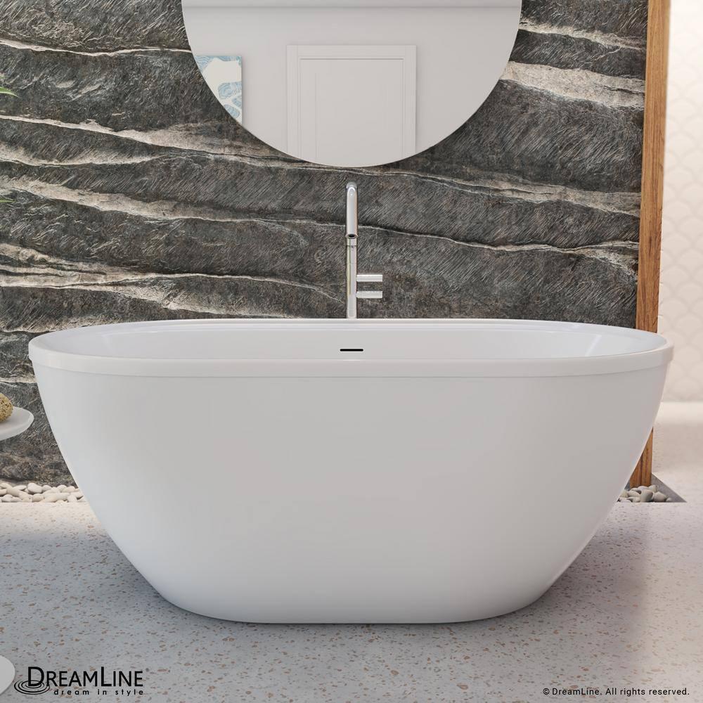 DreamLine BT63X3460C01 Essence 60-1/4 in. L x 34-1/4 in. W x 23-5/8 in. H Freestanding Acrylic Bathtub