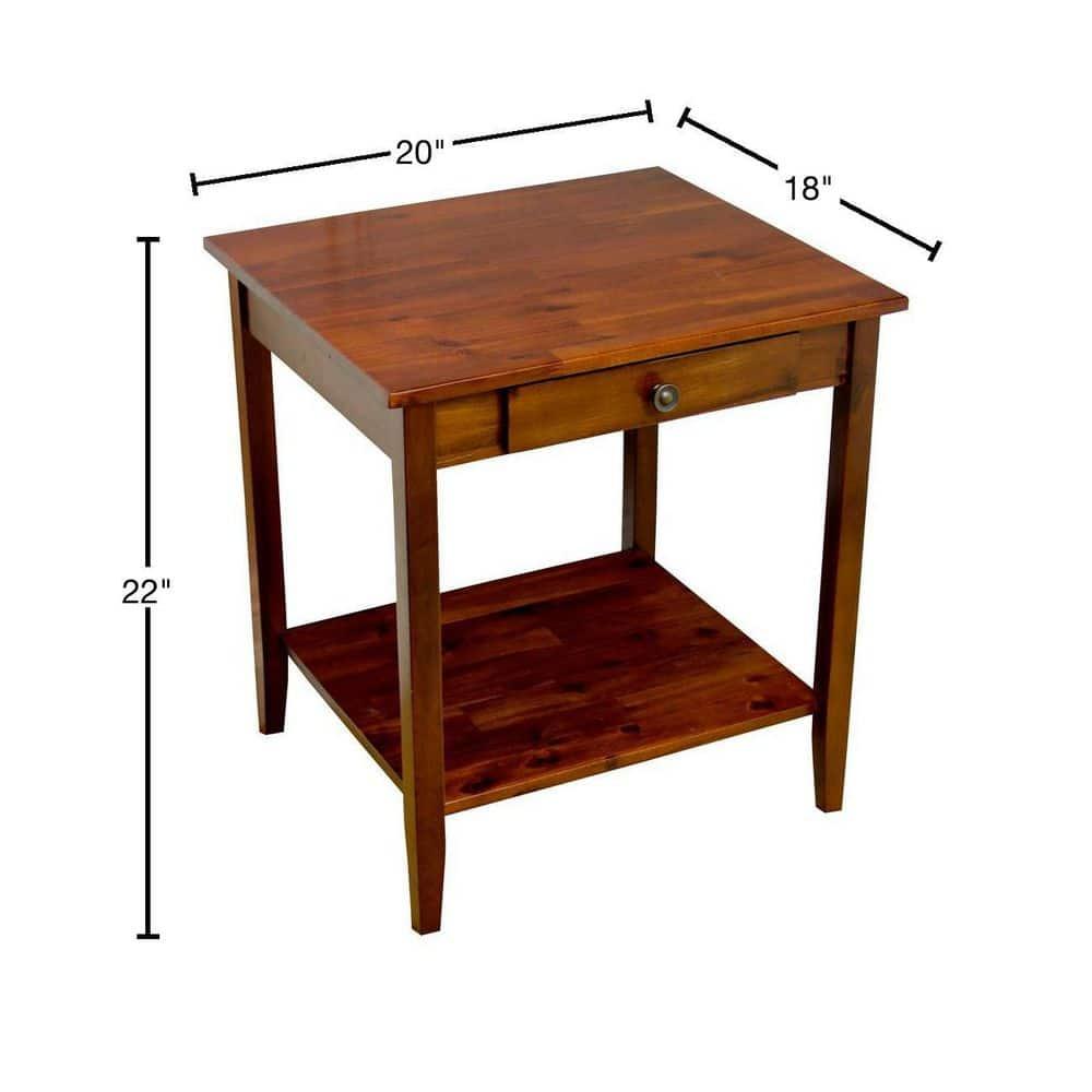 Casual Contemporary Living 2-Tier Solid Acacia End Table with Drawer - Mahogany