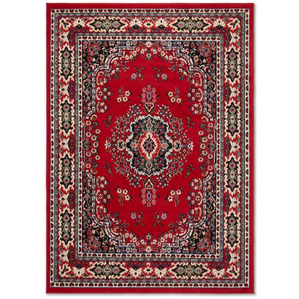 Home Dynamix Premium Sakarya Traditional Medallion Area Rug, Red/Black, 3'7"x5'2"