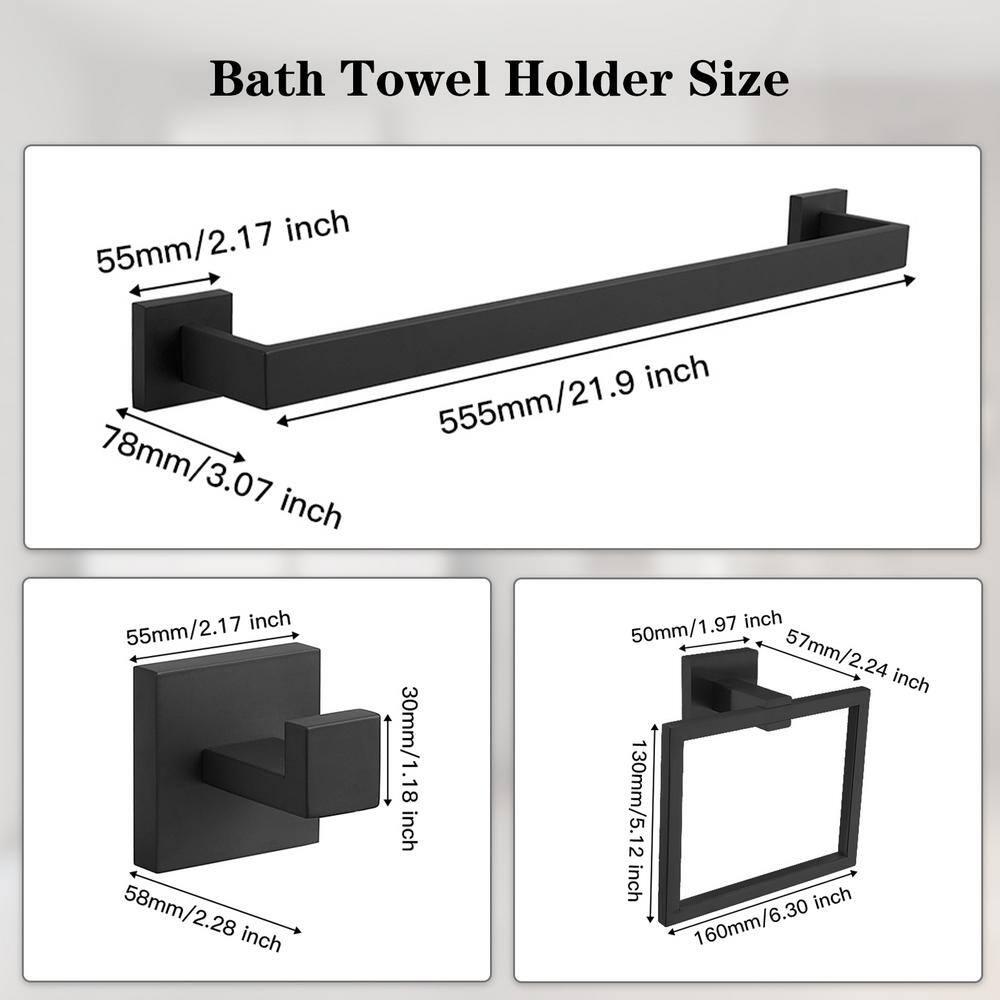 4-Piece Bath Hardware With Towel Bar For Bathroom Wall Towel Hook And Towel Ring Set