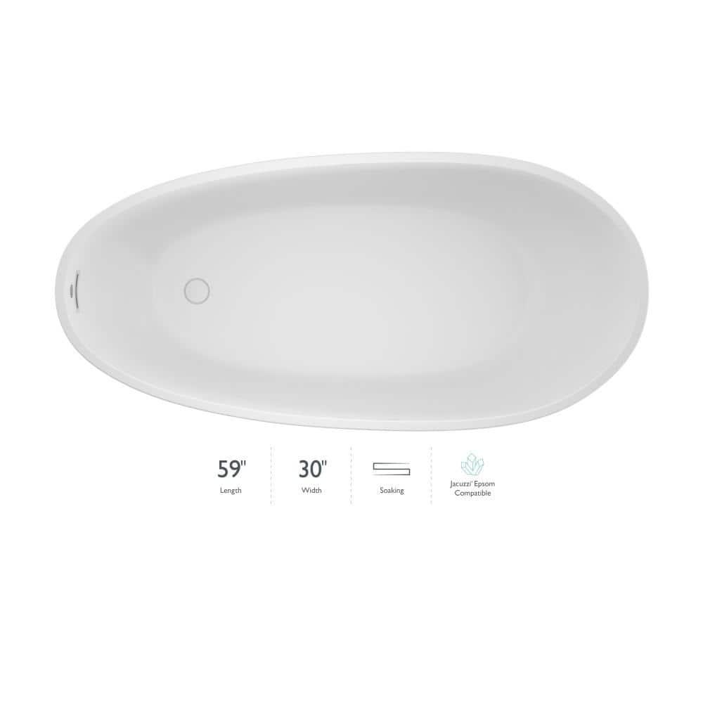 Stretto 59" x 30" Freestanding Soaking Acrylic Bathtub