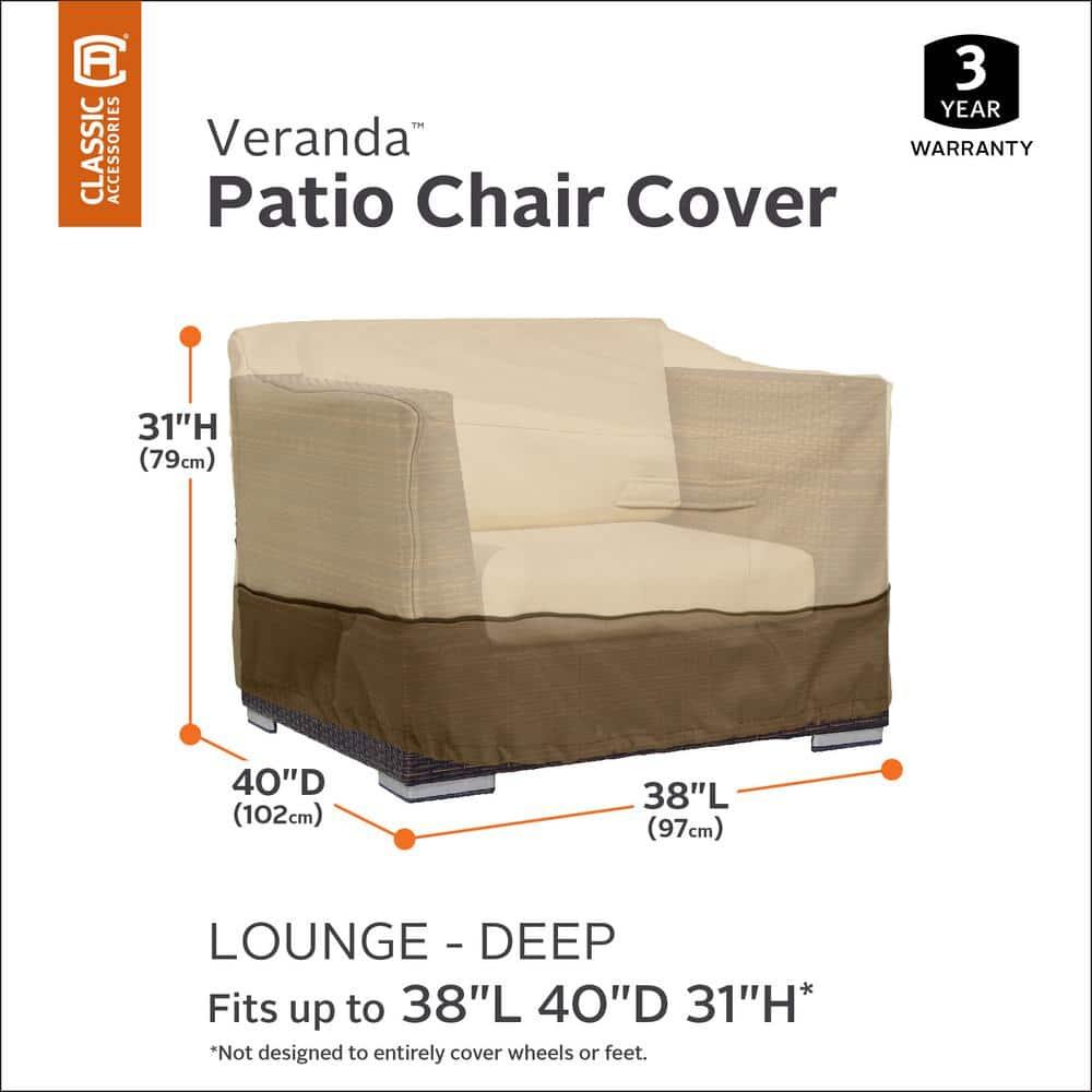 Classic Accessories 38" x 40" x 31" Beige and Brown Rectangle Patio Chaise Lounge Cover (2 Pack)