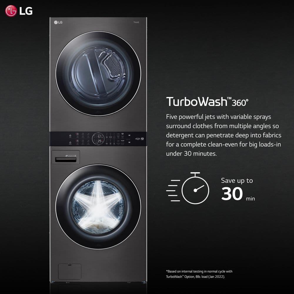 LG Single Unit Front Load WashTower with Center Control 4.5 cu. ft. Washer and 7.4 cu. ft. Gas Dryer