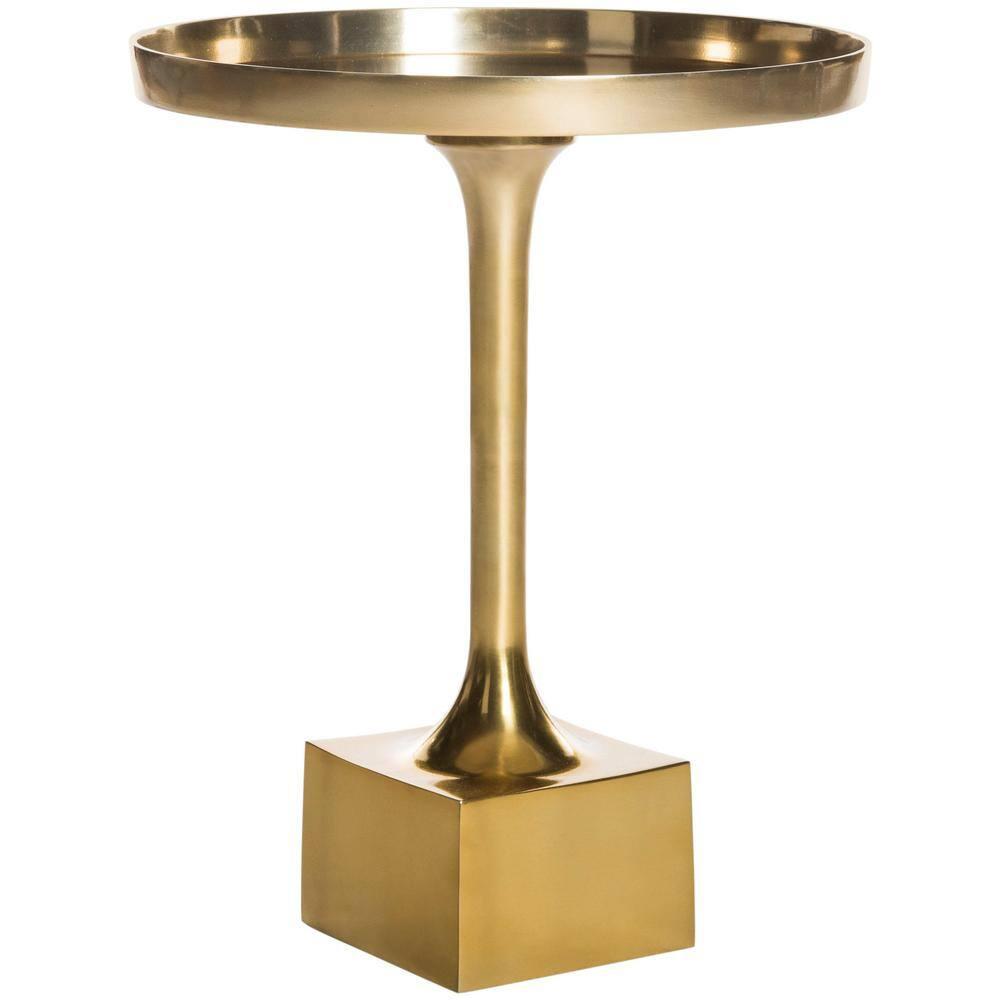 Corvus Round Side Table - FOX5519A - Antique Brass - Safavieh Couture