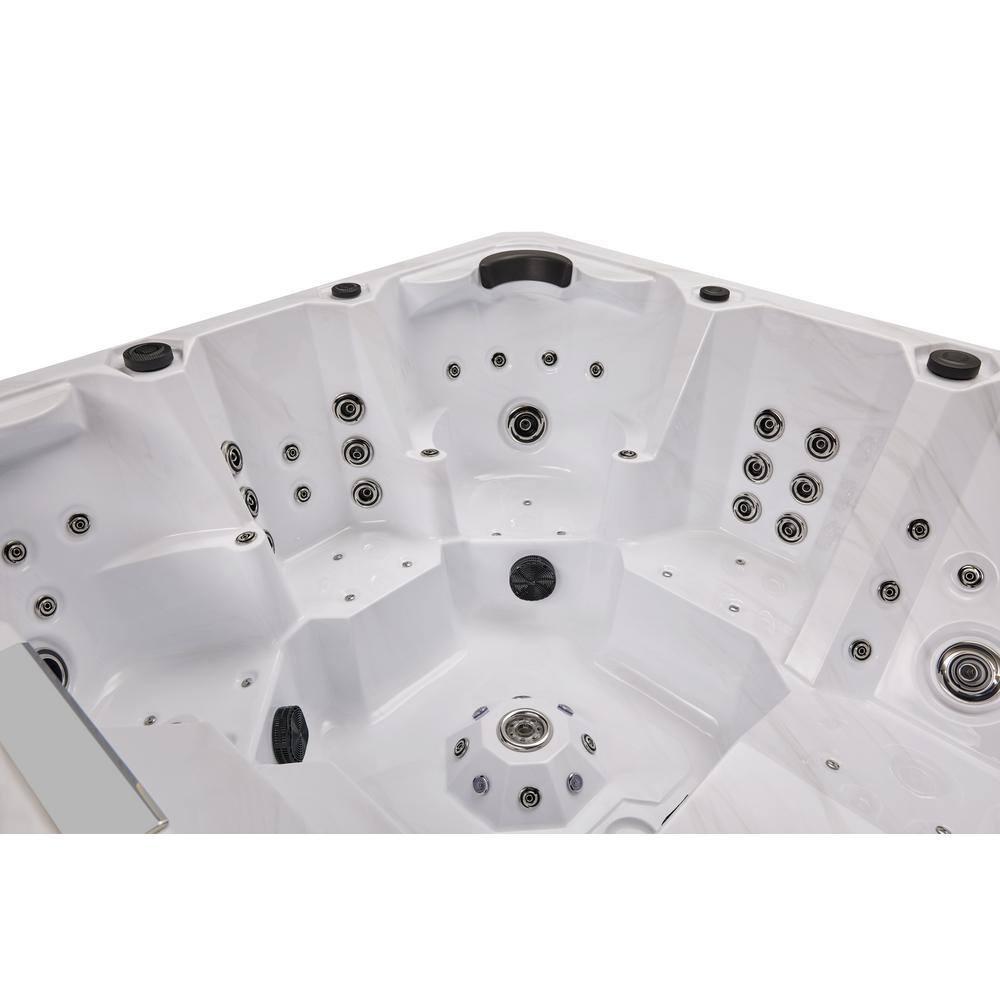 Luxury Spas Luxury Spas 240 Volt 5 Person Galley - Person 69 - Jet Acrylic Square Hot Tub With Ozonator In Cloud Gray