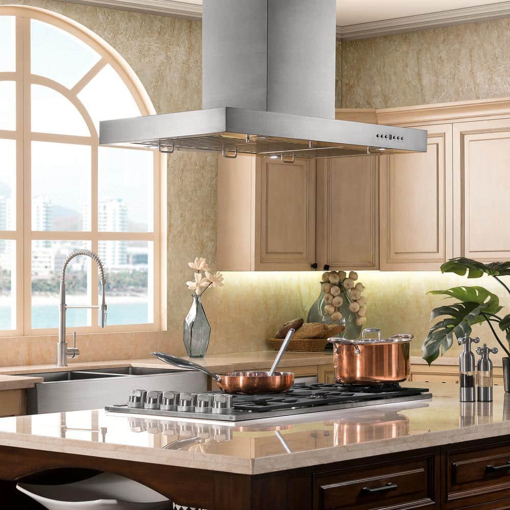 ZLINE 30 in. Convertible Vent Isl& Mount Range Hood in Stainless Steel (KE2i-30)