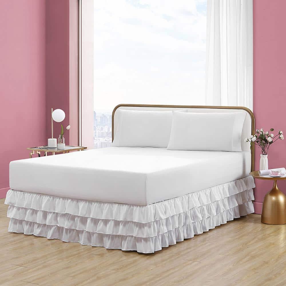 Betsey Johnson Solid White Ruffled Bed Skirt