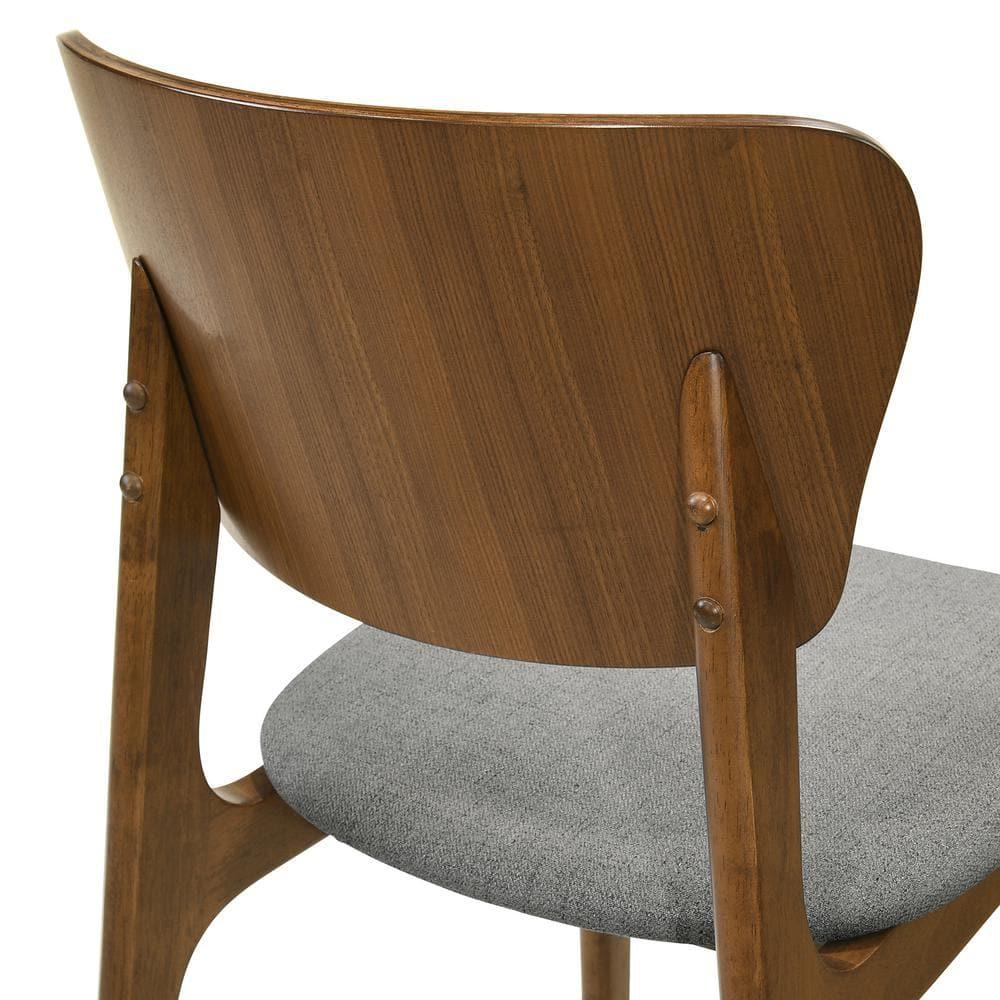 Armen Living Kalia 18" Fabric & Wood Dining Chair in Charcoal/Walnut (Set of 2)