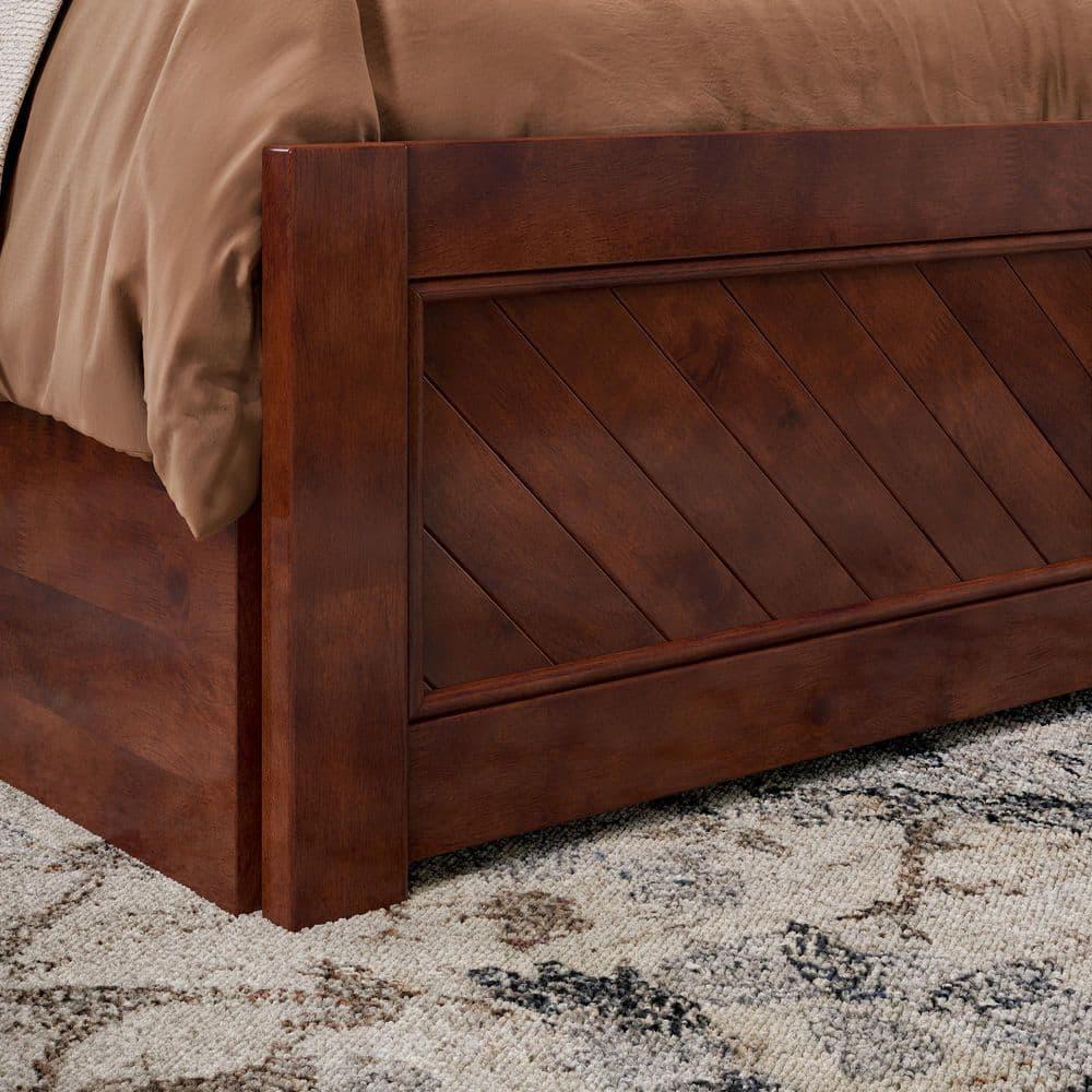 AFI Canyon Walnut Solid Wood Platform Bed with Matching Footboard & Storage Drawers, Full
