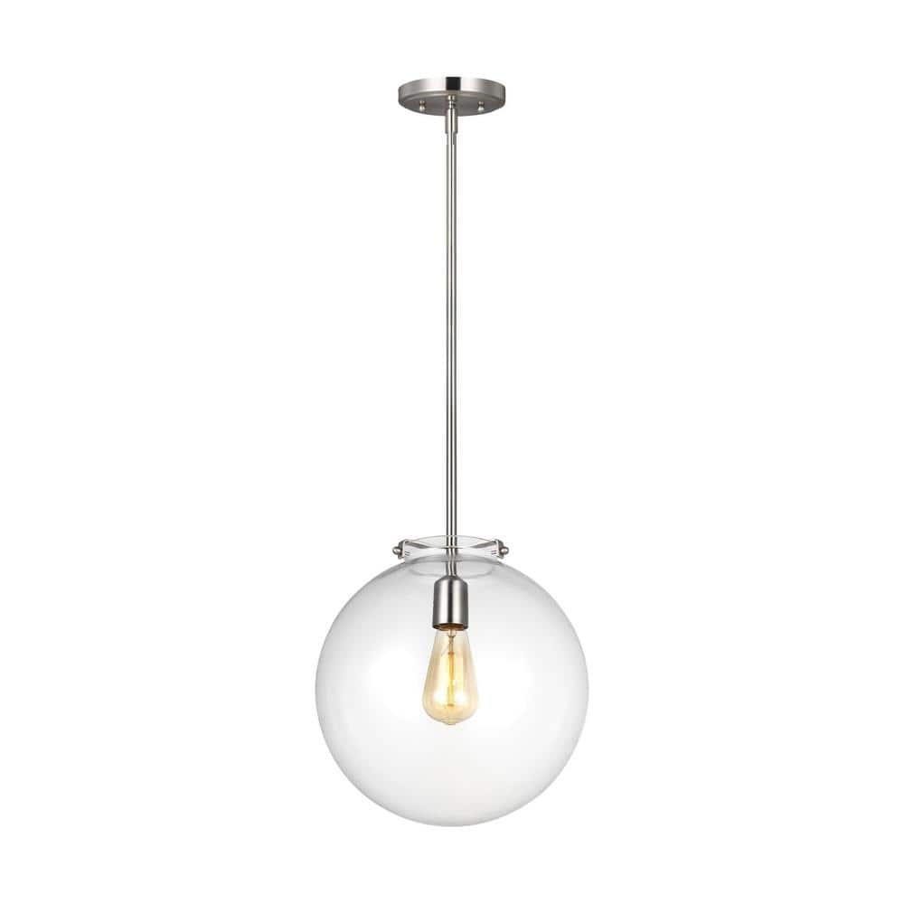 Kate 12" Clear Glass Globe Pendant in Brushed Nickel