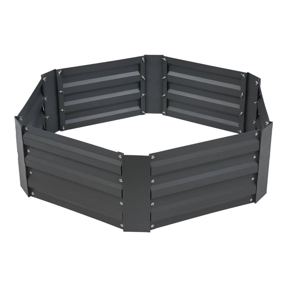 Sunnydaze Galvanized Steel Hexagon-Shaped Raised Garden Bed - Gray