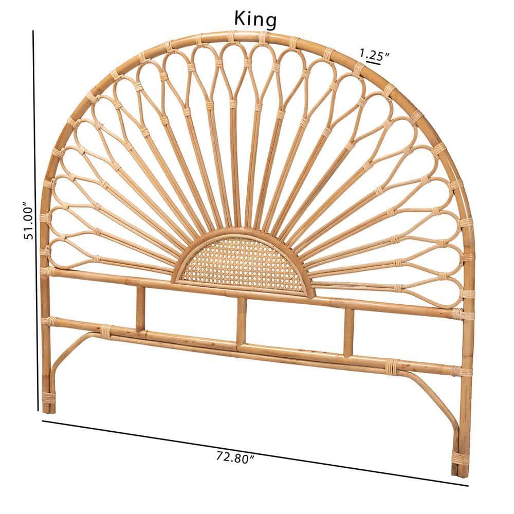 King Perenna Natural Rattan Headboard Brown - bali & pari: Boho Style, Freestanding Design