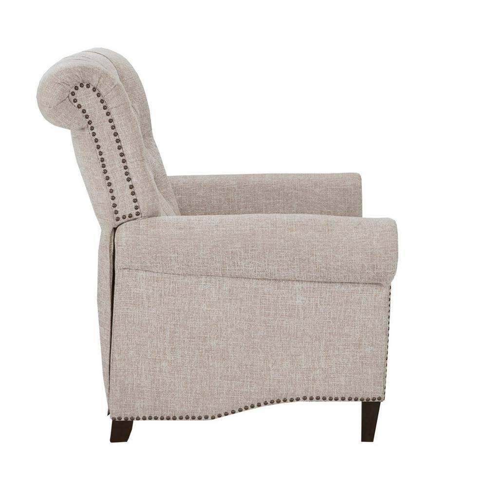 Madison Park Zak Recliner Chair Cream : Polyester Upholstery, Wood Legs, Foam Fill, Spot Clean