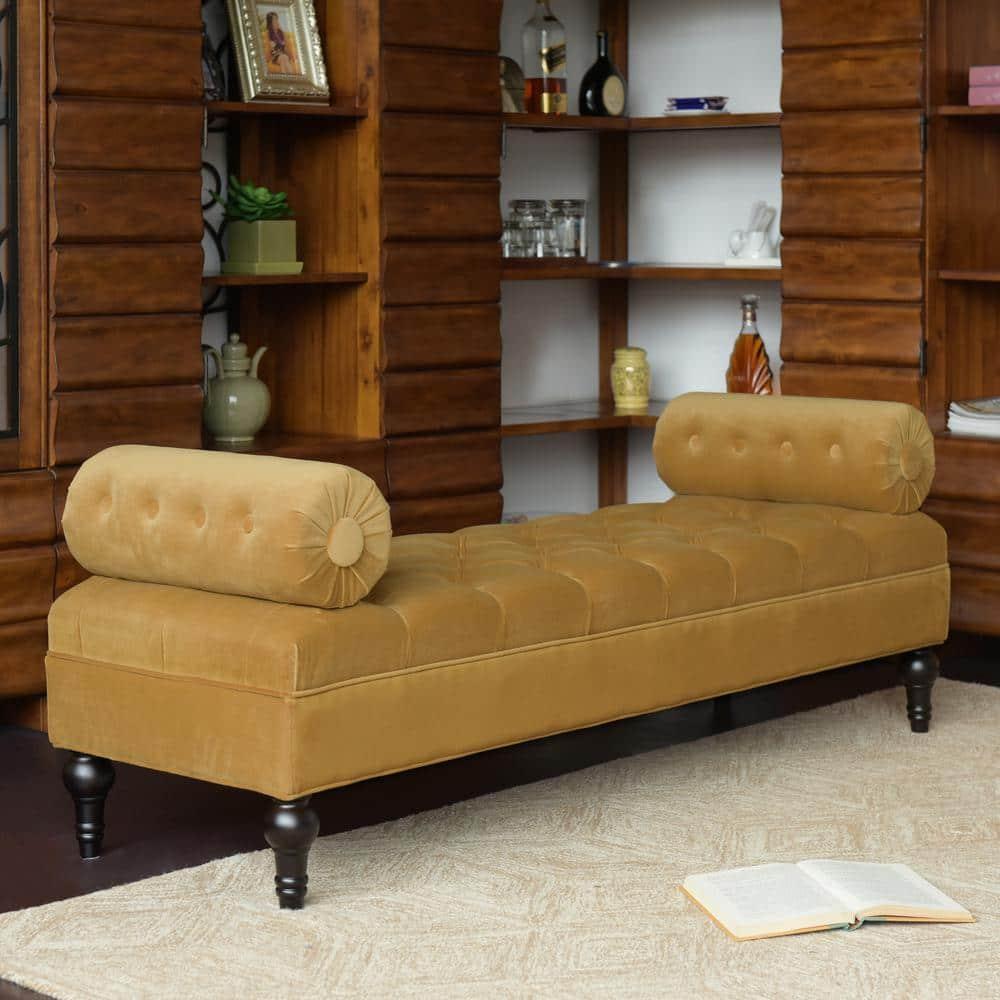 Lewis Bolster Arm Entryway Polyester Cream Bench