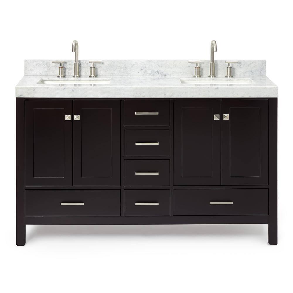 Cambridge Double Bathroom Vanity with Carrara Marble Top