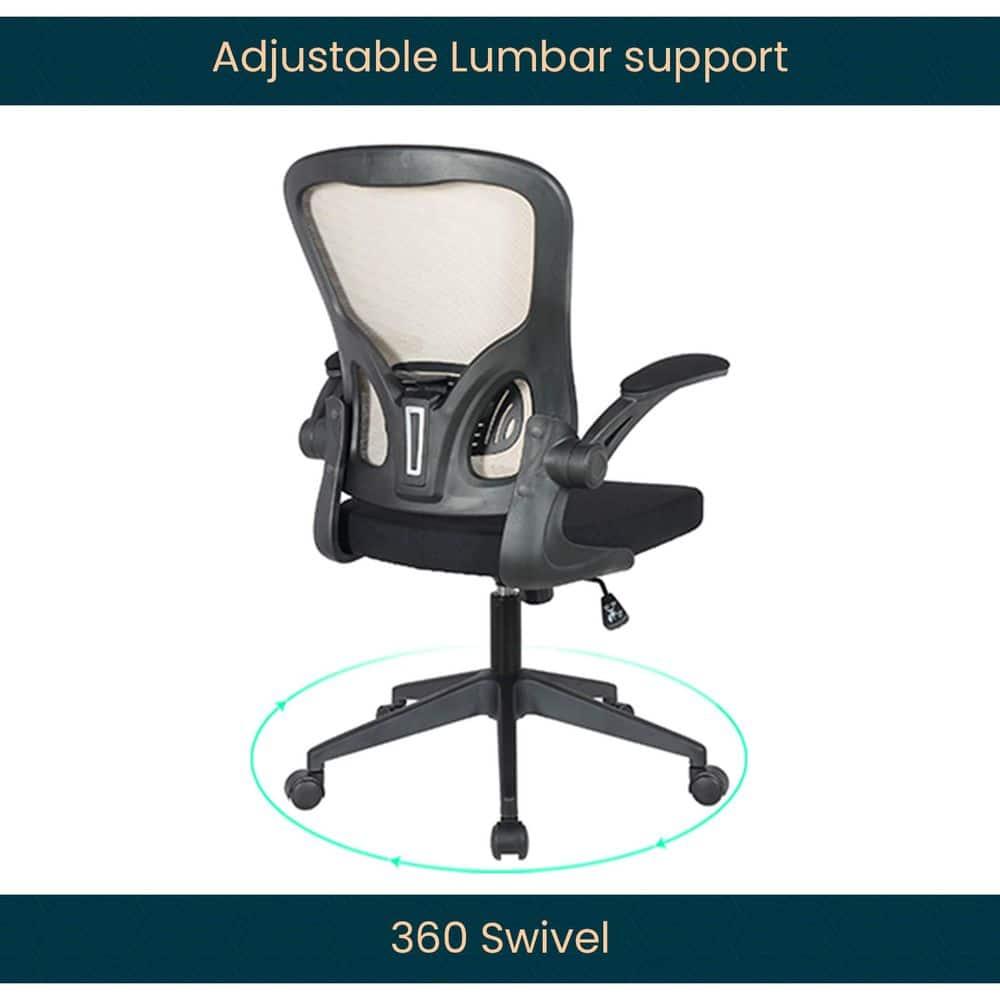 LeisureMod Newton Single Ergonomic Mesh Lumbar Support Adjustable Height Swivel Office Chair