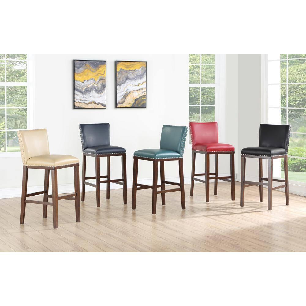 Steve Silver Tiffany Faux Leather 30" Bar Stool - Peacock-Espresso