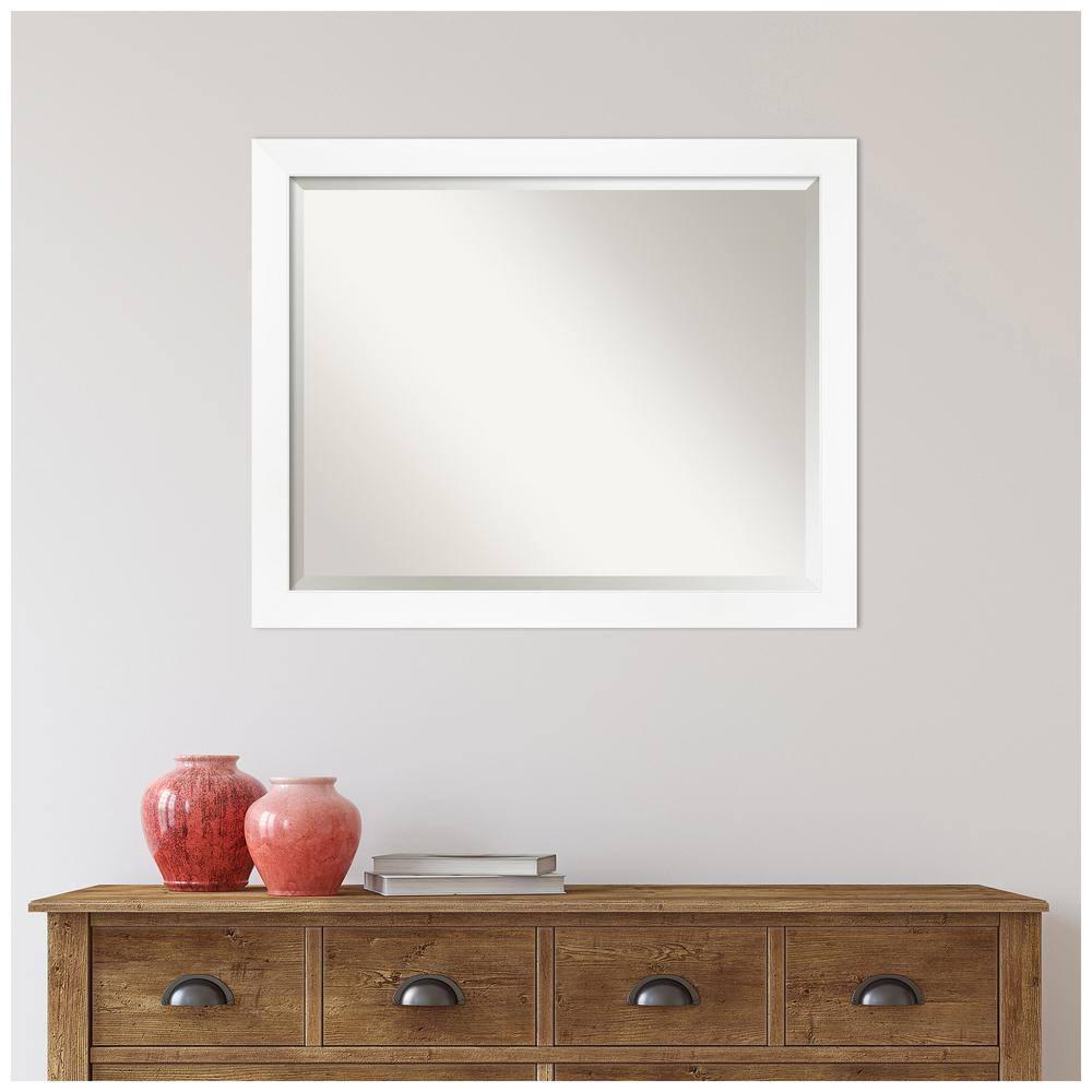 Amanti Art Cabinet White Narrow Framed Wall Mirror - 21.25 x 27.25 in