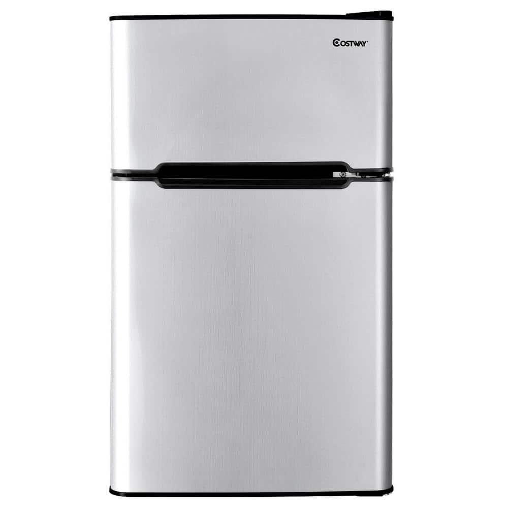 Costway Costway 3.2 Cubic Feet Portable Freestanding Mini Fridge with Freezer
