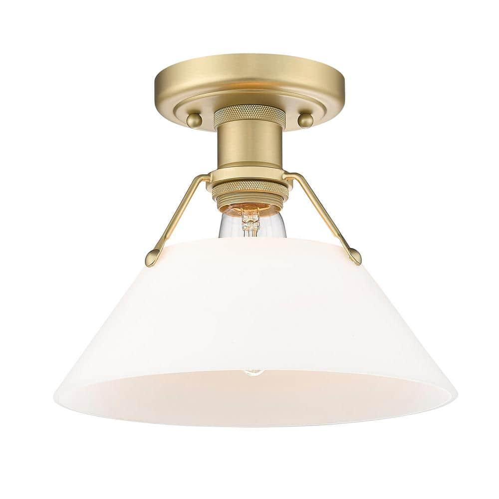 Golden Lighting Orwell 1-Light Flush Mount in Brushed Champagne Bronze with Opal Glass