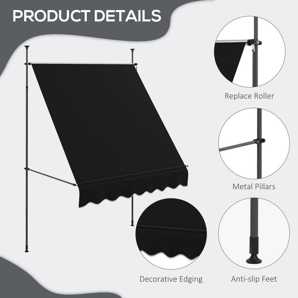 Outsunny D Polyester Cover Retractable Patio Awning