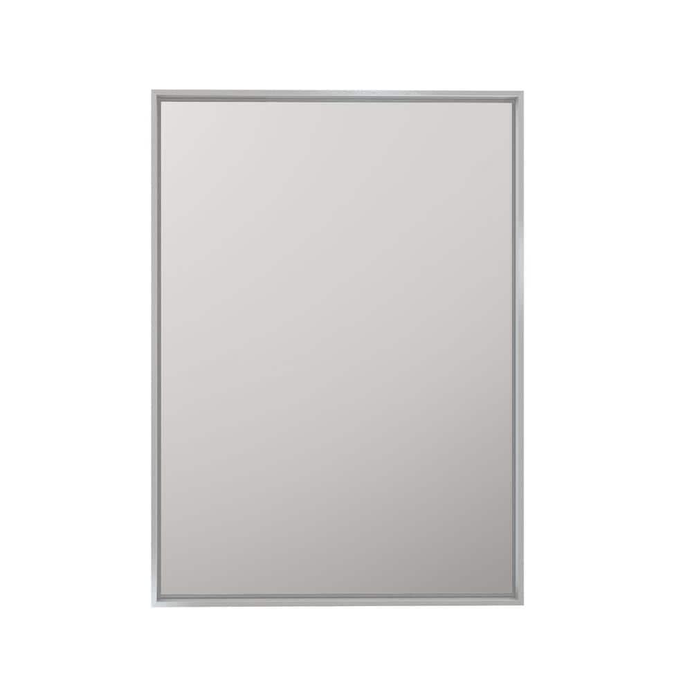 Keonjinn 24 x 32 in Brushed Nickel Bathroom Mirror for Wall, Silver Rectangular Metal Framed Vanity Mirror for Bathroom Sink Square Corner Aluminum Alloy Modern Rectangle Mirror(Horizontal/Vertical)