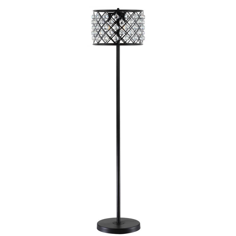 JONATHAN Y JYL9000B Elizabeth 60" Crystal/Metal LED Floor Lamp, Contemporary, Modern, Transitional, Elegant, Office, Living Room, Family Room, Dining Room, Bedroom, Hallway, Foyer, Bronze/Clear