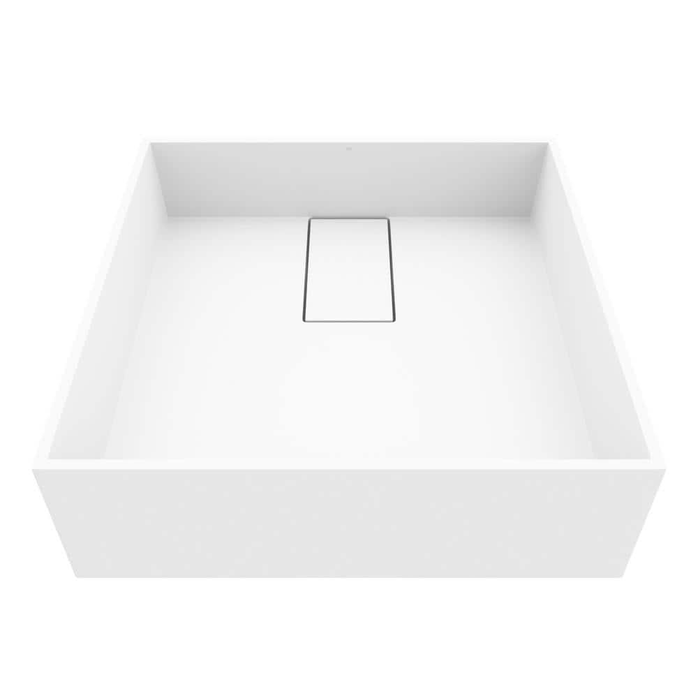 VIGO VG04021 Bryant 15" L x 15" W x 5" H Matte White Handmade Square Vessel Bathroom Sink