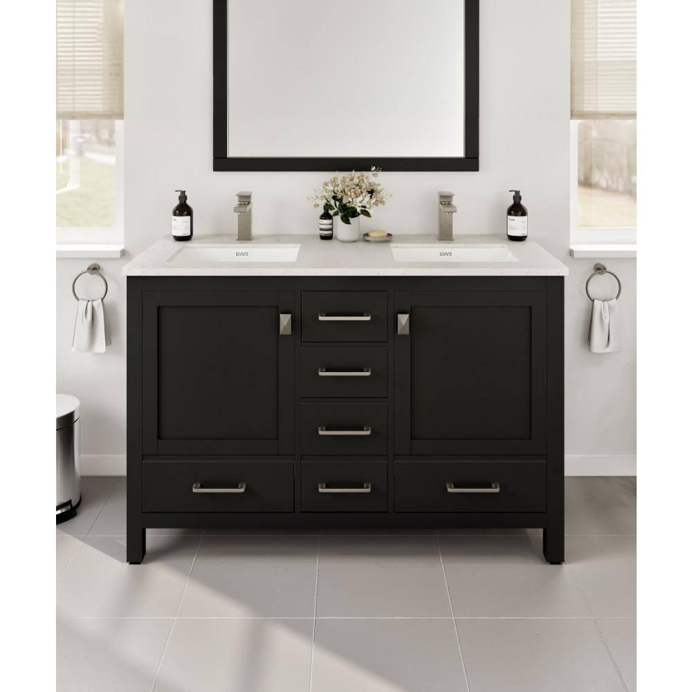Eviva Eviva London 48"W X 18"D Double Sink Bathroom Vanity With White Carrara Quartz Countertop
