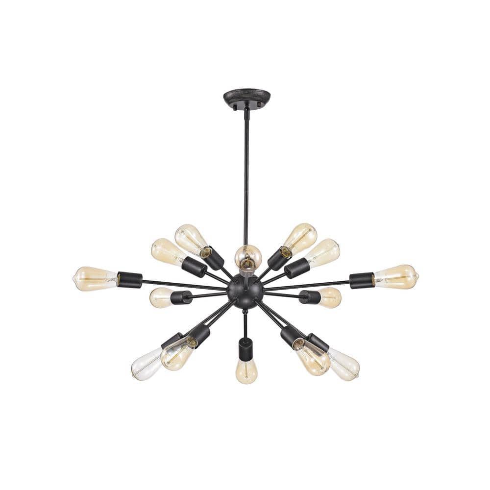 The Lighting Store Lorena Sputnik Antique Black 15-Light Industrial Pendant Chandelier