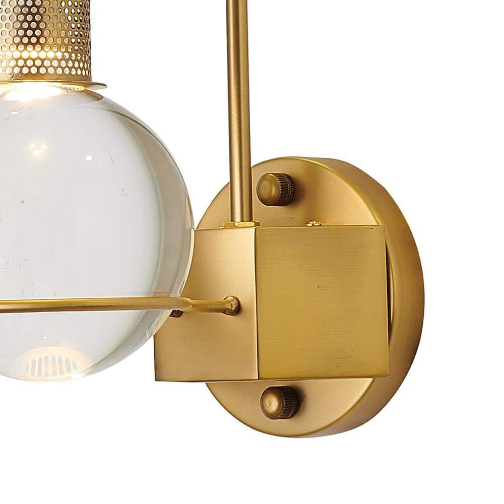 Bethel International Wall Sconce Antique Brass Metal & Crystal