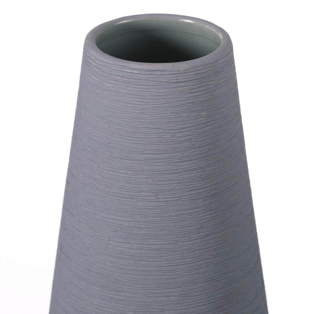 Uniquewise Decorative Ceramic Round Cone Shape Centerpiece Table Vase Set of 3, Pink Large, Gray Medium, and Green Small